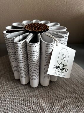 Handmade Rolled‑Paper Floral Tabletop Décor Book Page Handmade
